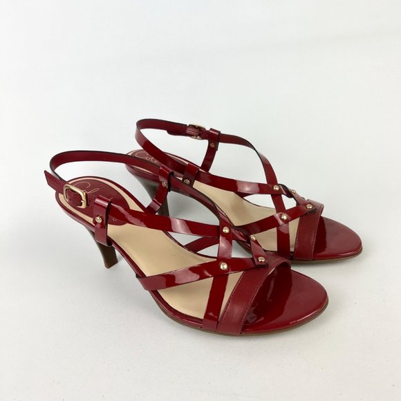 Cole Haan Womens NikeAir Red Strappy Sandals Heels Patent Leather size 6.5 - Picture 1 of 16